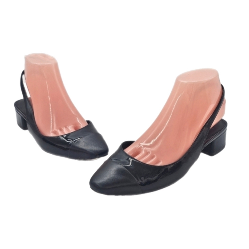 Veronica Beard Cecile Black Patent Leather Slingback Pumps Size 7.5
